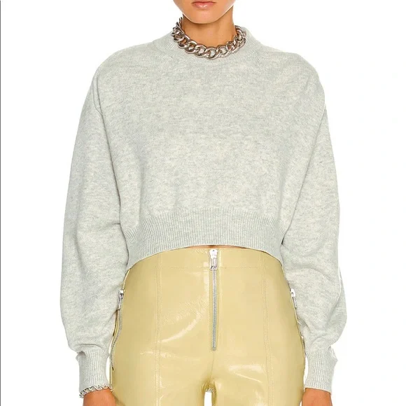 Alexander Wang over the shoulder illusion tulle sweater in grey - Picture 3 of 8